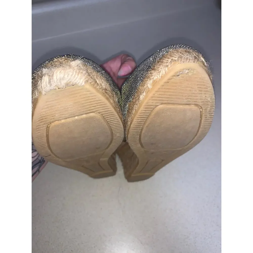 Anthropologie Eric Michael Copa Platform Leather Shimmer Espadrilles Size 8